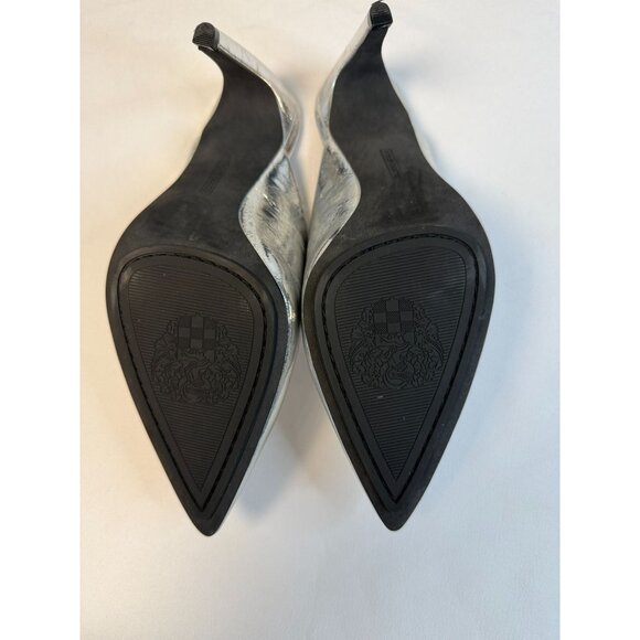 Vince Camuto Bridget Women's Size 5 Mule SIlver Leather High Heel Pointed Classy - Picture 10 of 11